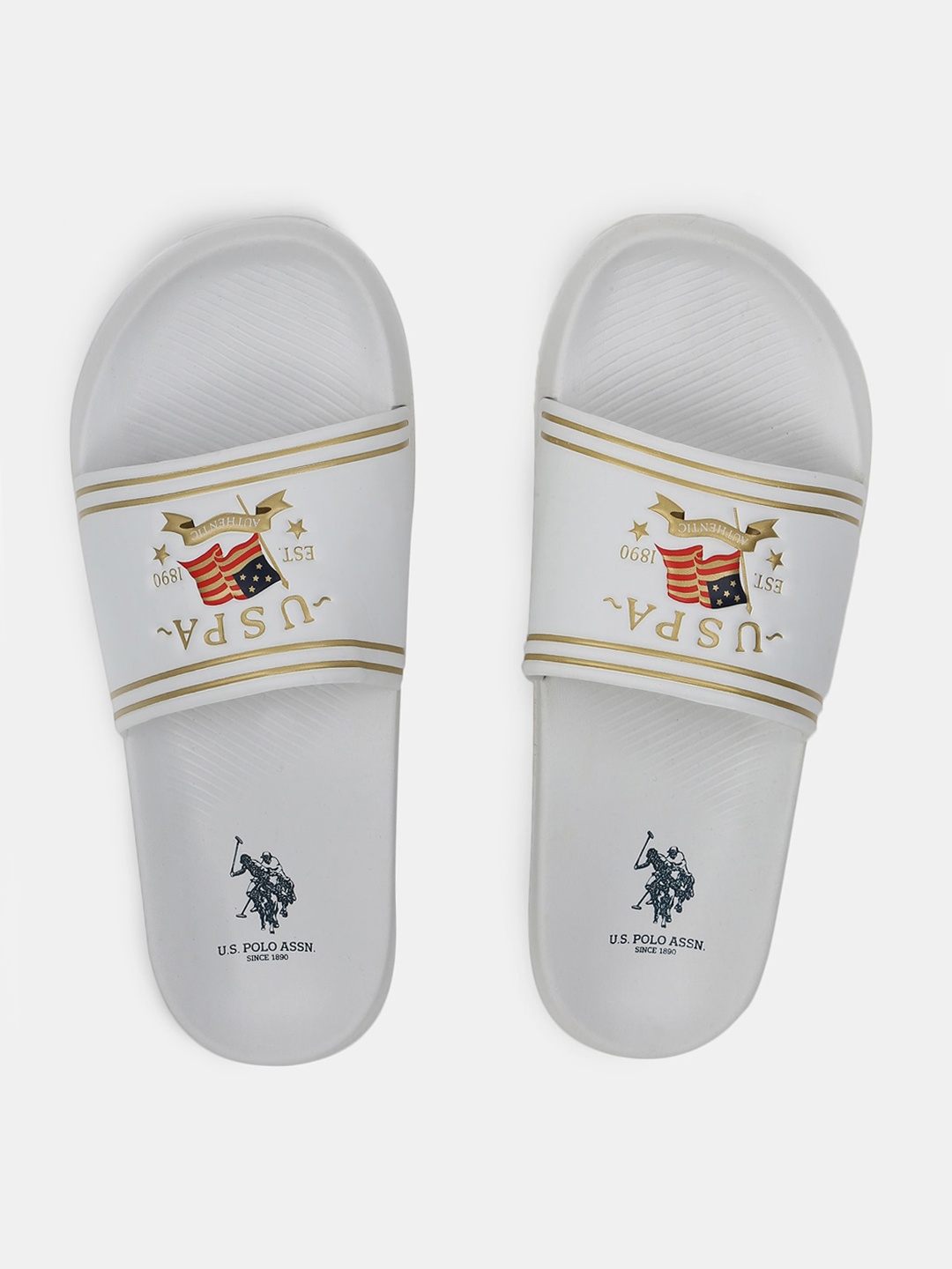 

U.S. Polo Assn. Men Off-White Printed Sliders