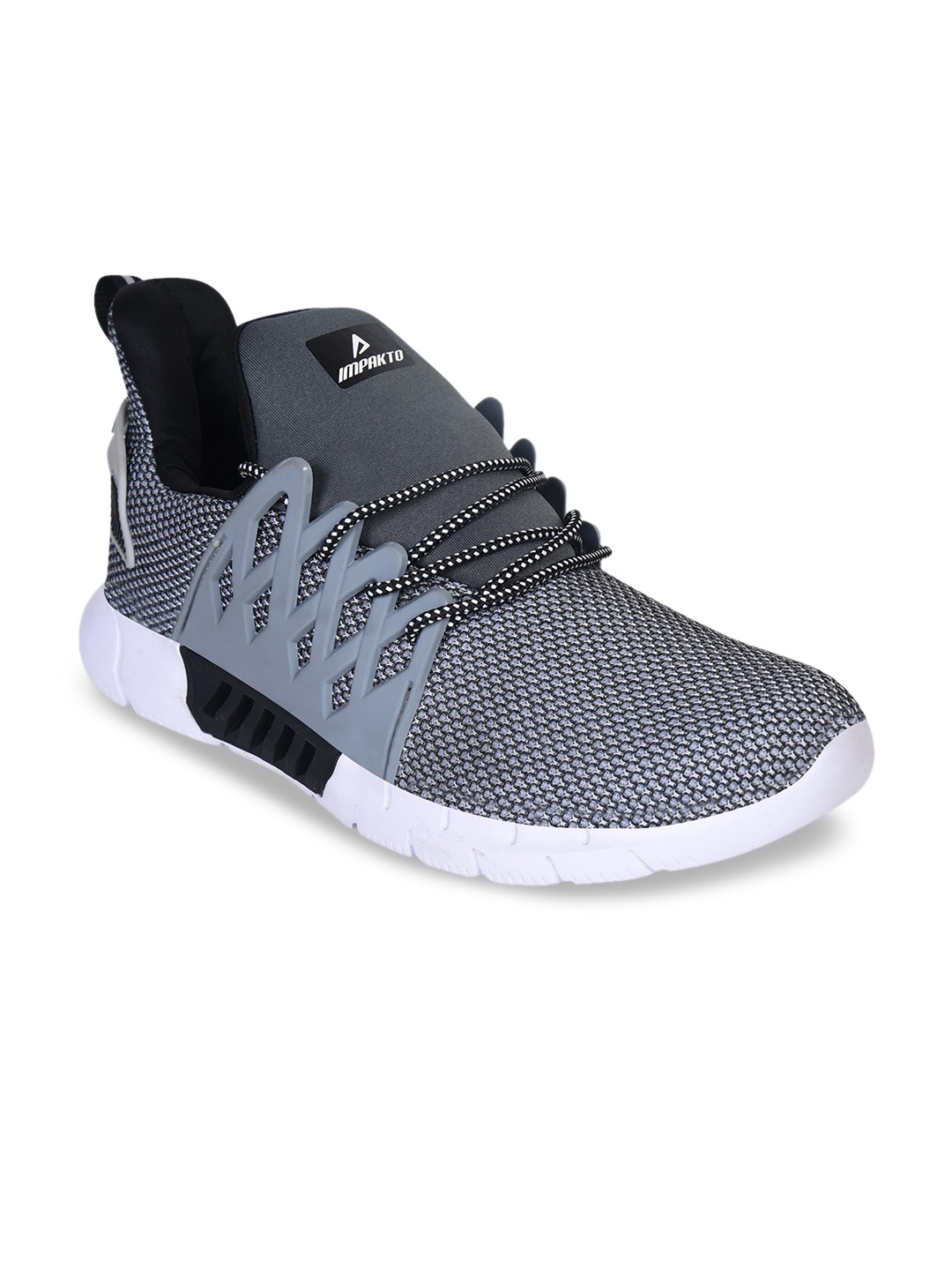 

IMPAKTO Men Grey Mesh Running Sports Shoes
