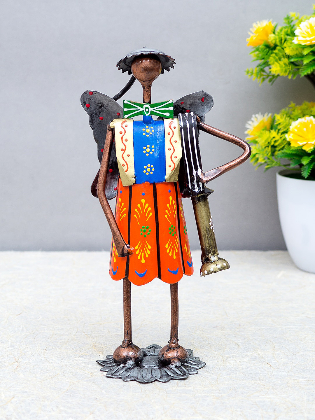 

Golden Peacock Orange & Blue Handcrafted School Girl's Figurine