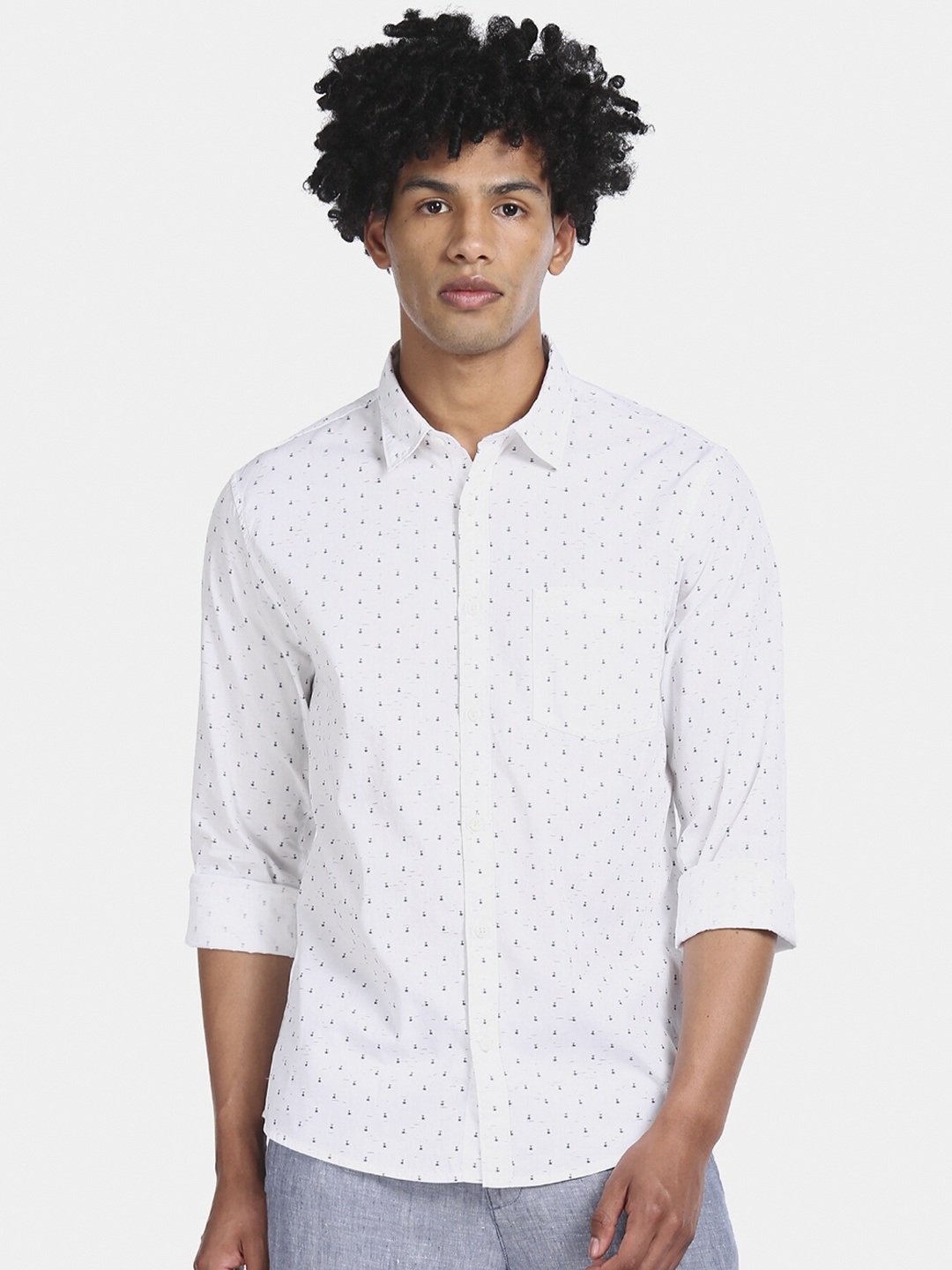 

Cherokee Men White Printed Casual Shirt