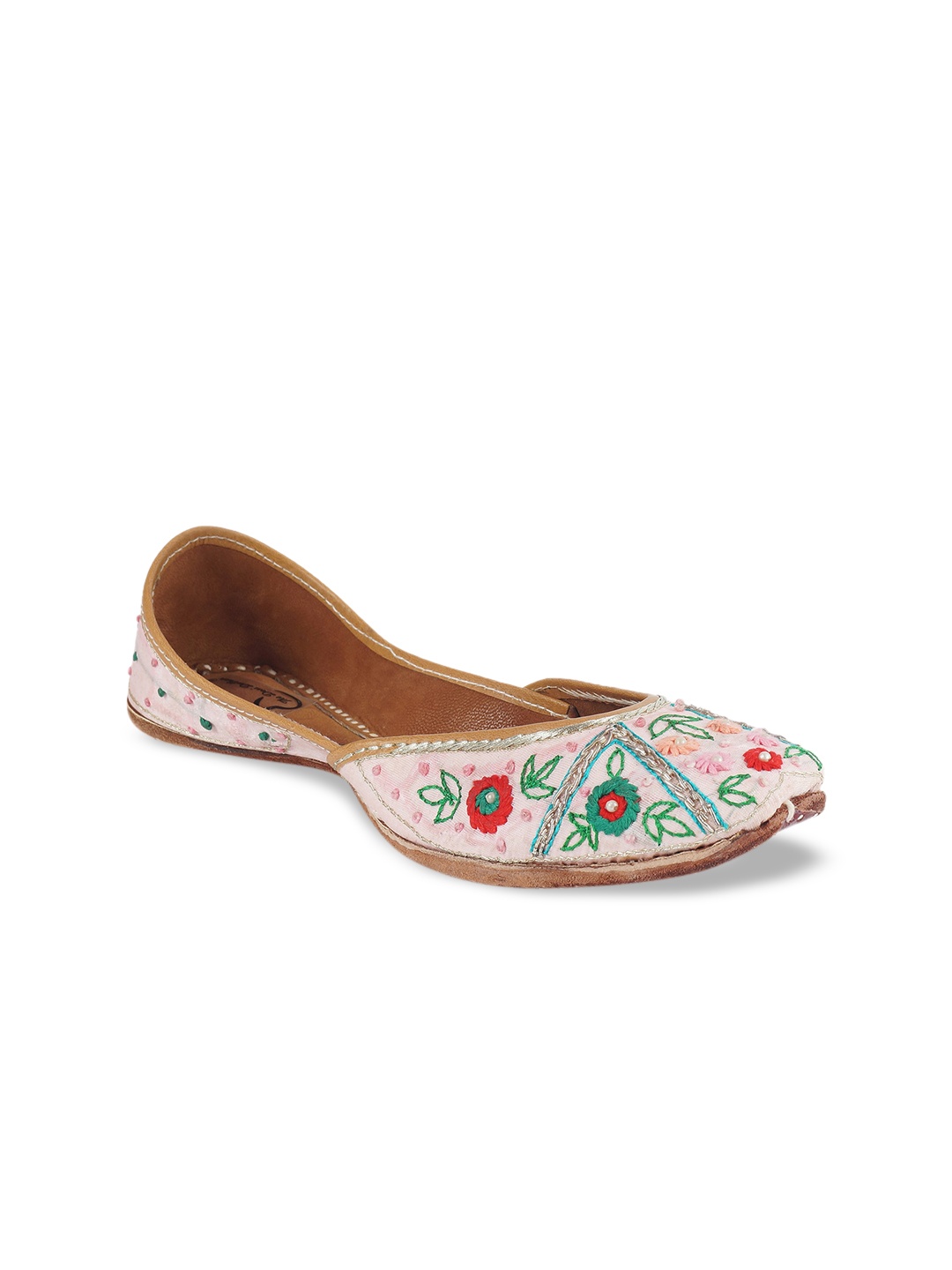 

The Desi Dulhan Women Pink Woven Design Fabric Mojaris