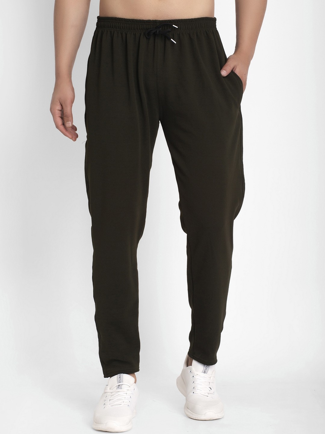 

JAINISH Men Olive Green Solid Slim-Fit Track Pants