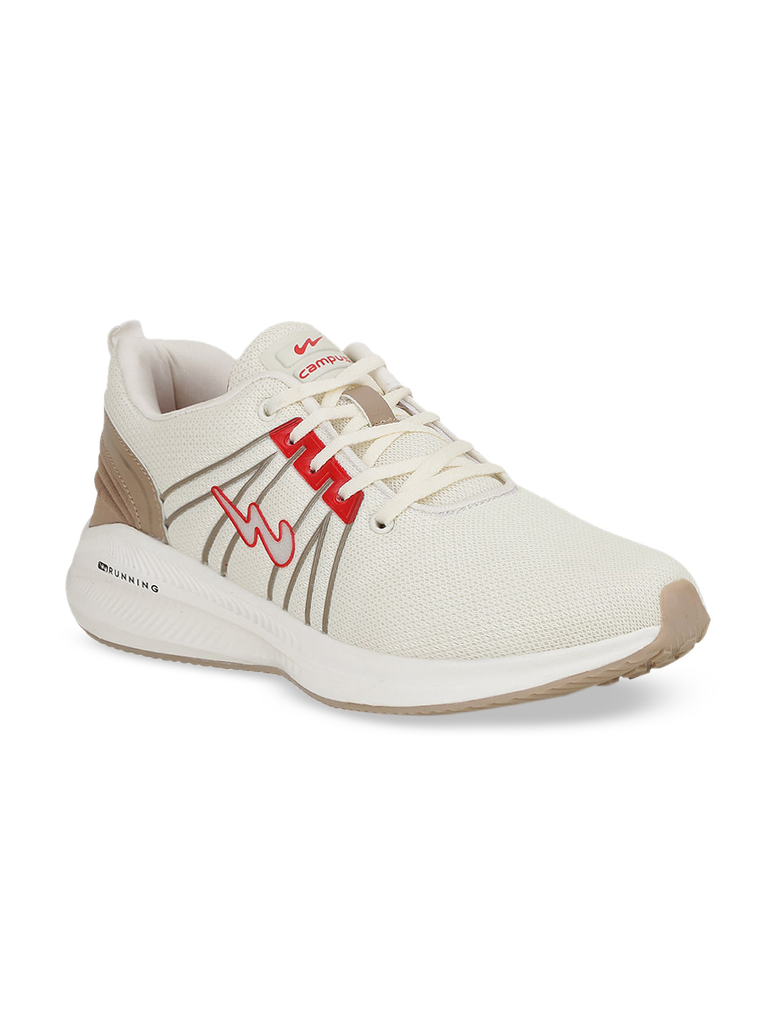 

Campus Men Cream-Coloured Mesh Running Shoes