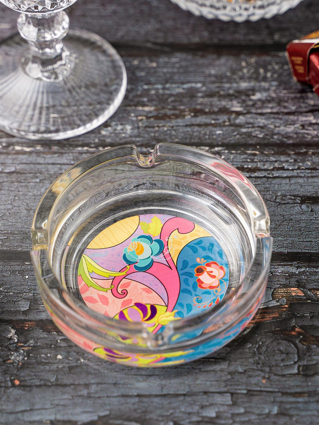 

KOLOROBIA Pink & Yellow Printed Ashtray