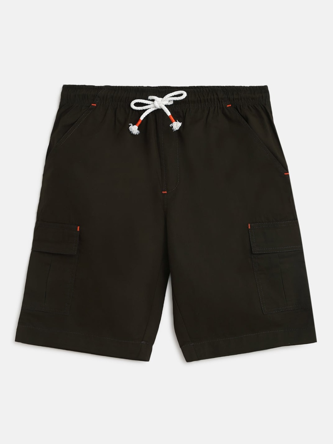 Lil Tomatoes Boys Olive Green Solid Regular Fit Cargo Shorts With Pen