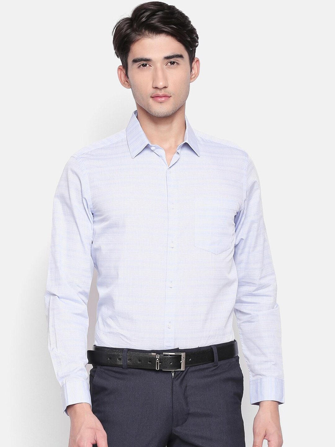 RICHARD PARKER by Pantaloons Men Blue Slim Fit Striped Formal Shirt