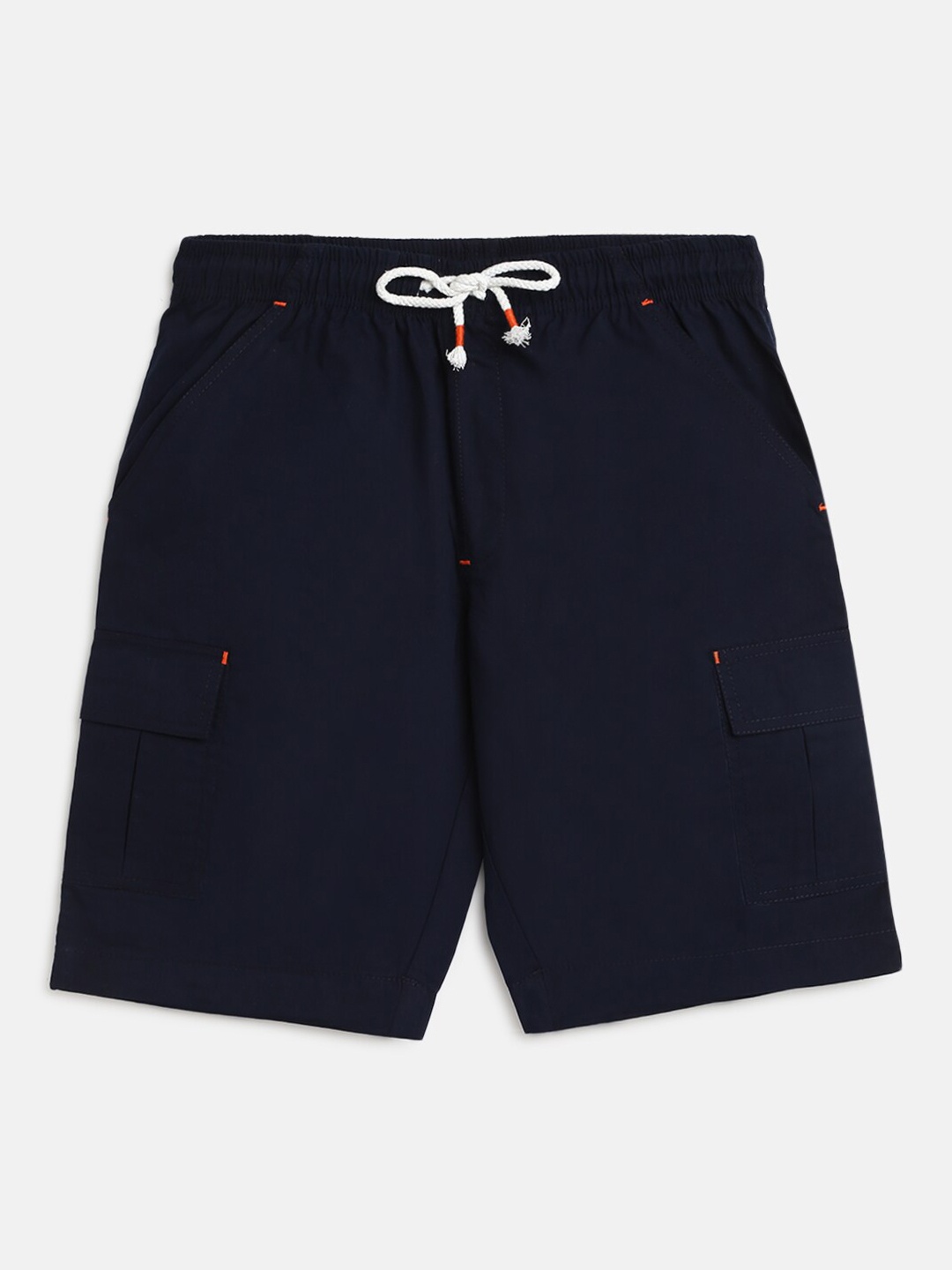 

Lil Tomatoes Boys Navy Blue Solid Regular Fit Cargo Shorts With A Pen