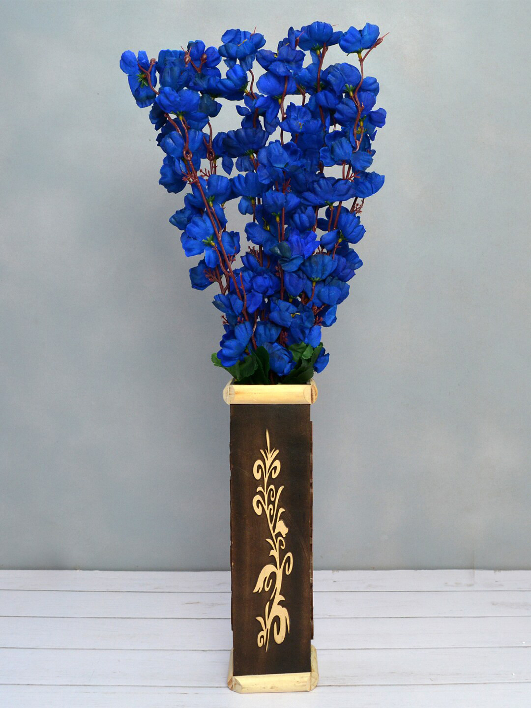 

fancy mart Blue & Brown Artificial Flower Blossom Stick