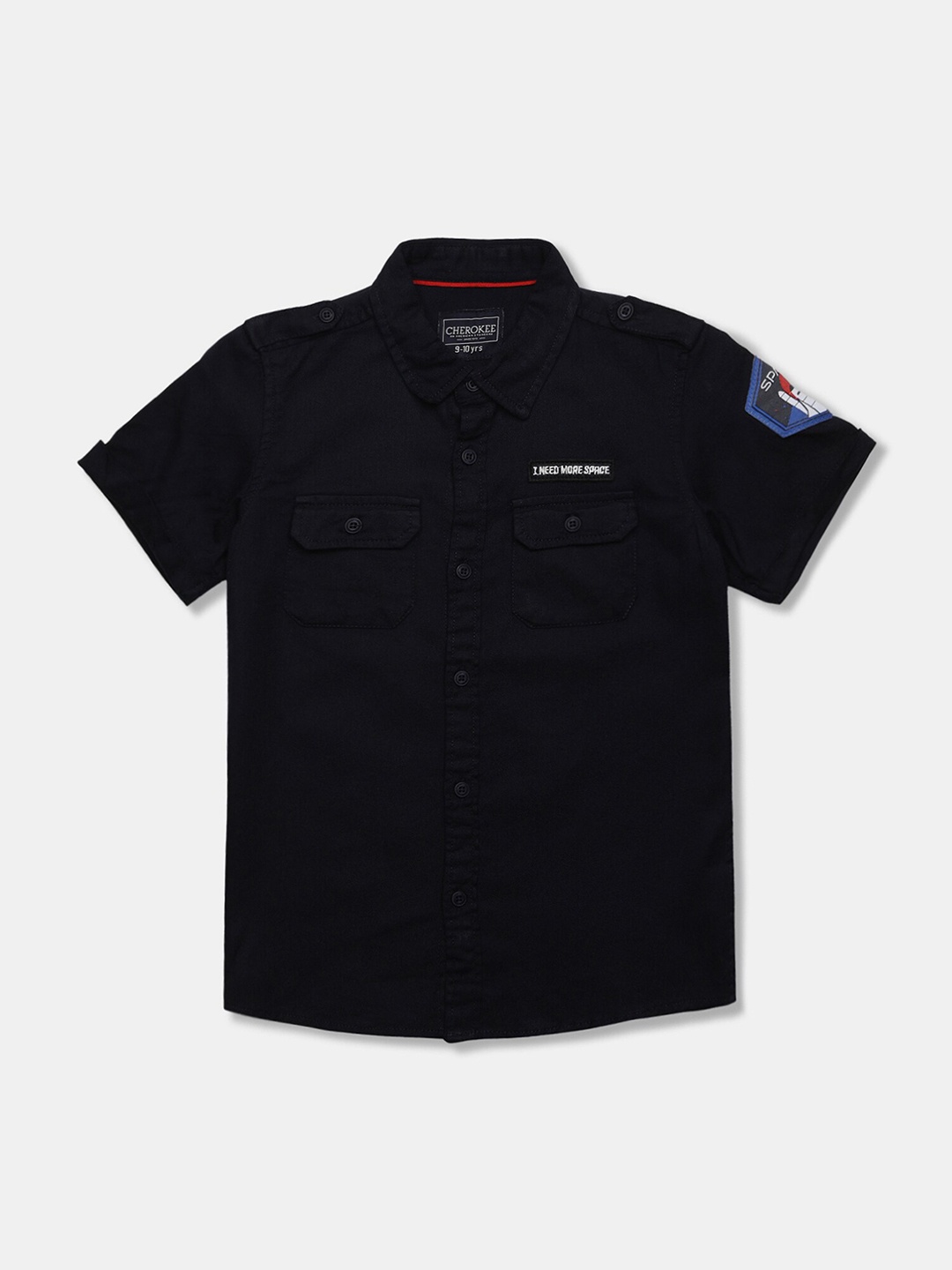 

Cherokee Boys Navy Blue Regular Fit Solid Cotton Casual Shirt