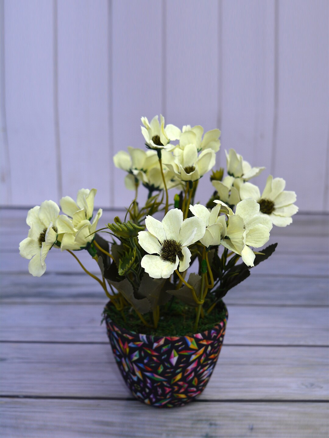 

fancy mart Yellow Artificial Chrysenthum Plant With Diamond Pot