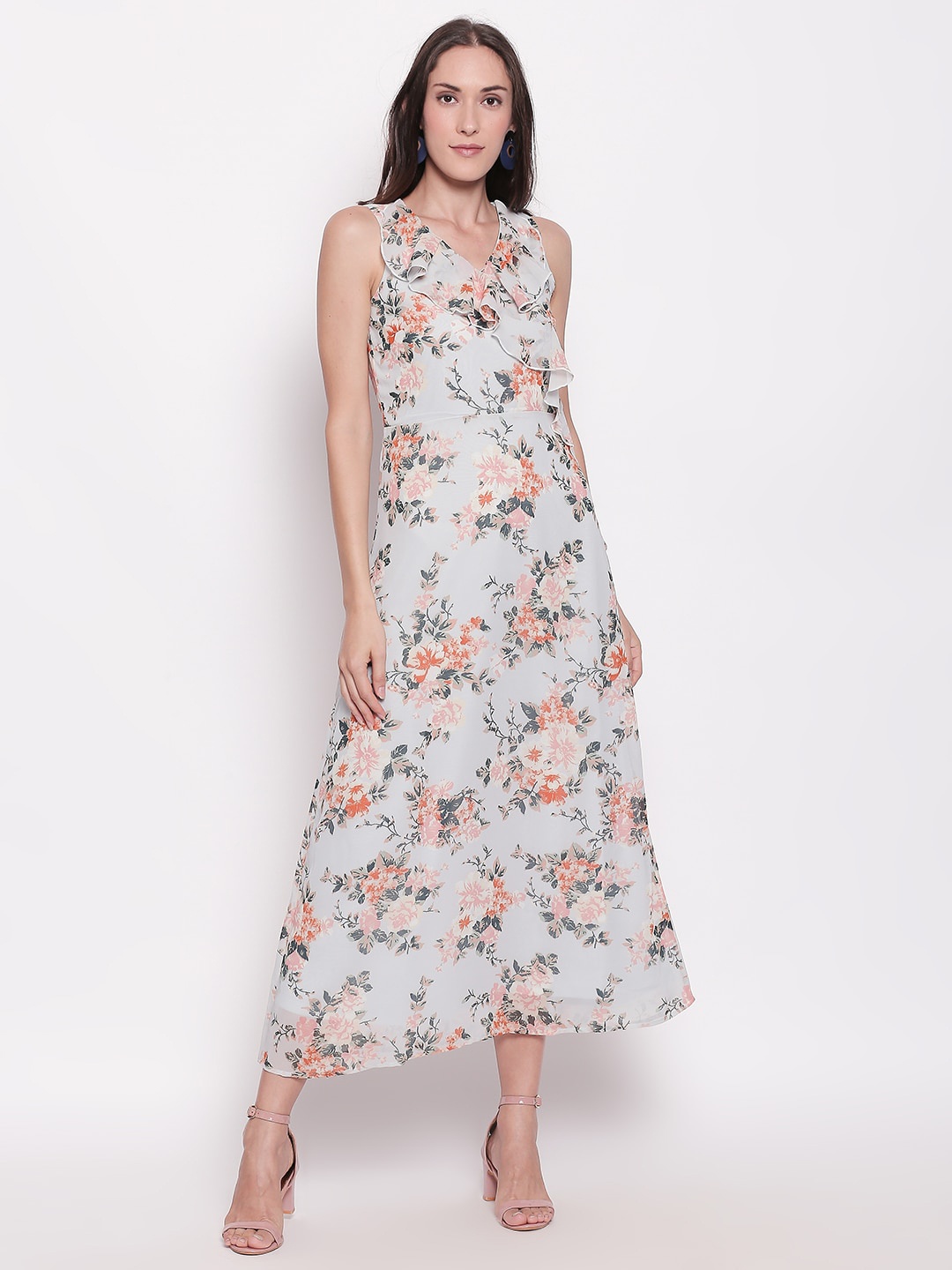 

Forever Glam by Pantaloons Women Blue Printed Wrap Midi Dress
