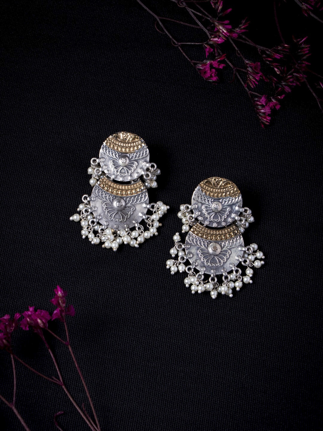 

MORKANTH JEWELLERY White & Silver-Plated Geometric Drop Earrings