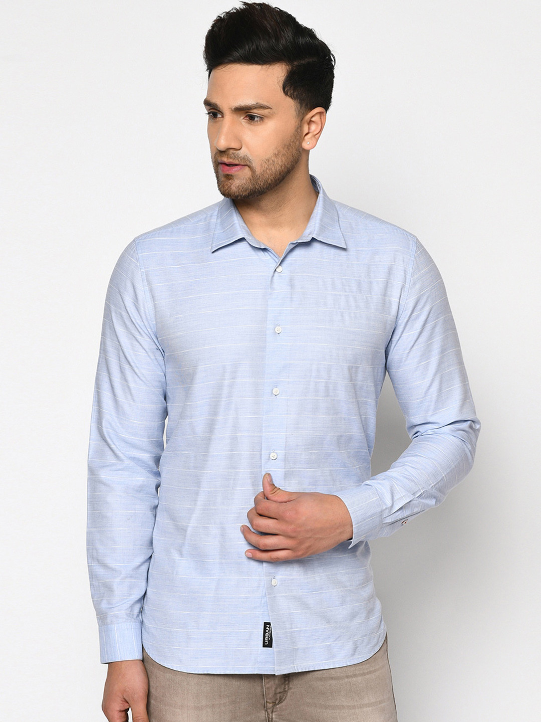 

Blackberrys Men Blue & White India Slim Fit Striped Casual Shirt