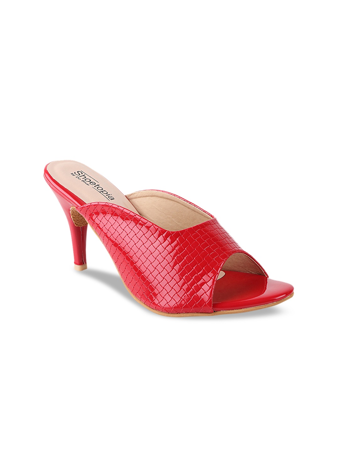 

Shoetopia Women Red Textured Slim Heels