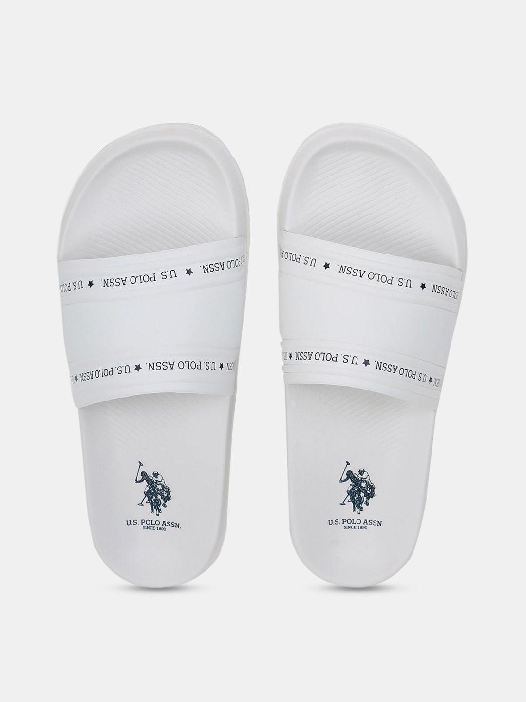 

U.S. Polo Assn. Men Off-White & Navy Blue Printed Slip-On Flip Flop