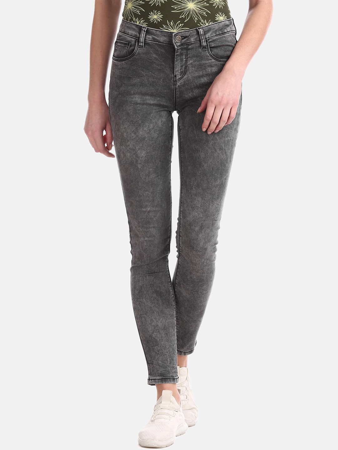 

Cherokee Women Grey Skinny Fit Mid-Rise Clean Look Stretchable Jeans