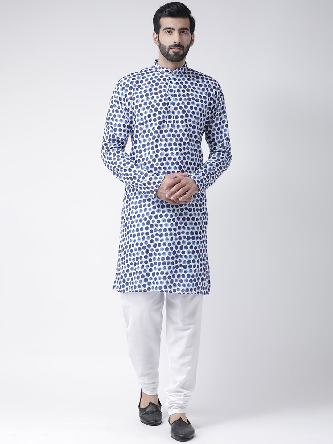 

Hangup men blue geometric printed kurta