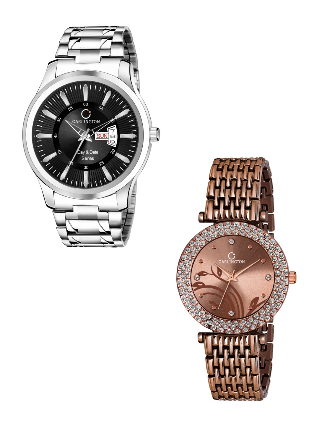 

CARLINGTON Unisex Copper-Toned & Silver-Toned Combo Analogue Watch
