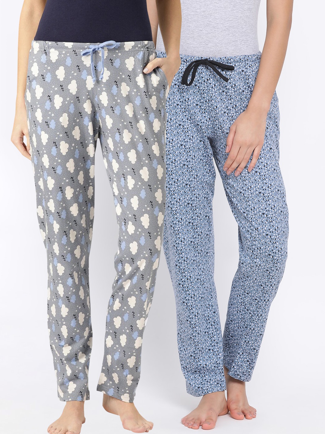 

Kanvin Women Pack Of 2 Printed Lounge Pants, Blue