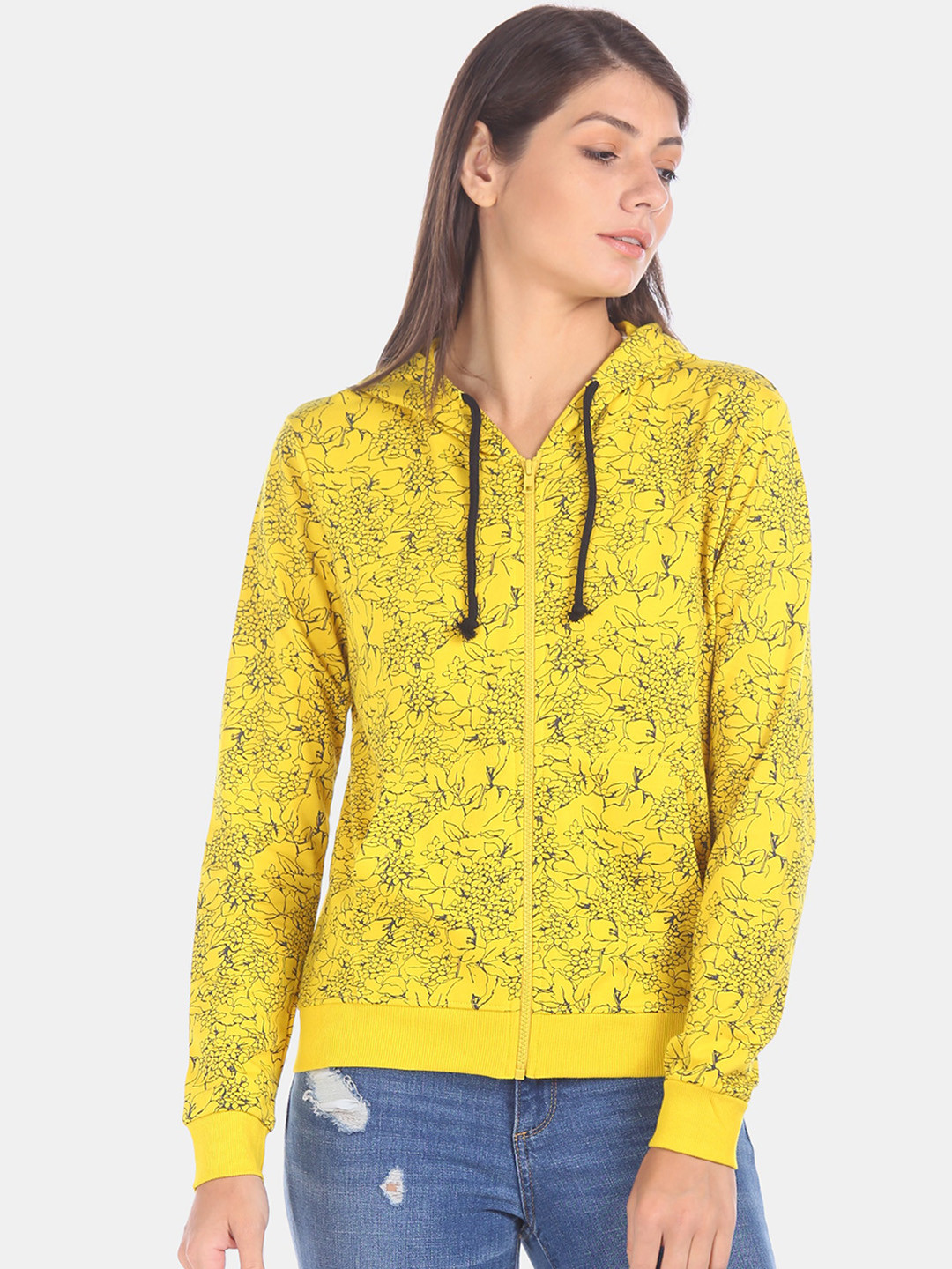 

Sugr Women Yellow Printed Sweatshirt
