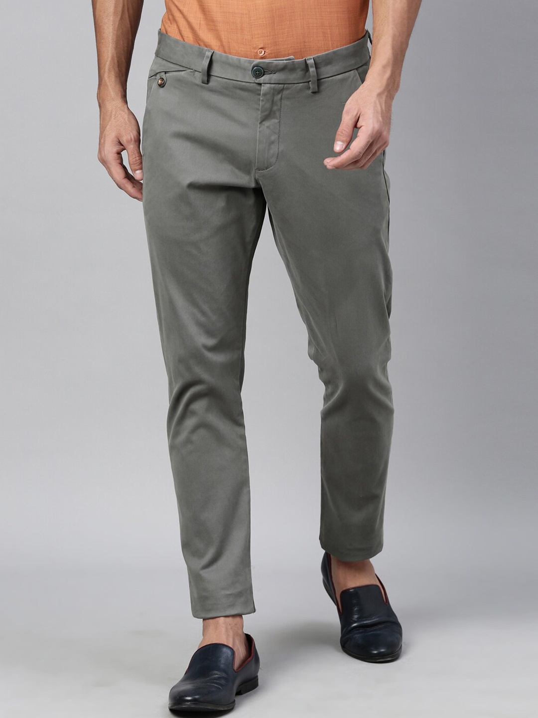 RARE RABBIT Men Appy Mid-Rise Regular Fit Solid Trouser, Green