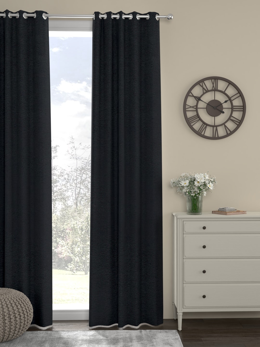 

ROSARA HOME Charcoal Grey Single Door Curtain