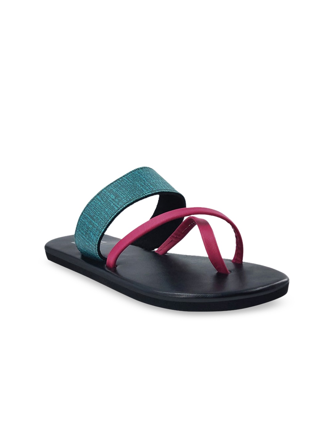 

POSTCARD Women Black & Pink Colourblocked Open Toe Flats