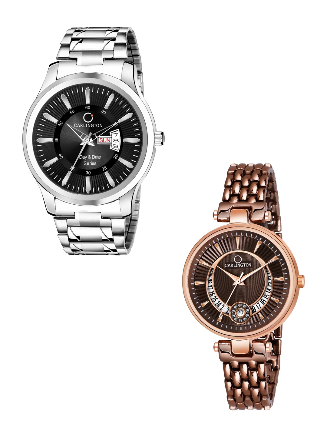 

CARLINGTON Unisex Copper-Toned & Silver-Toned Combo Analogue Watch