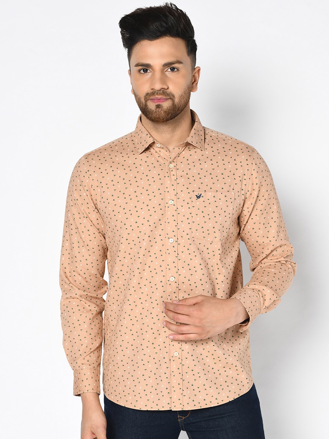 

Blackberrys Men Beige India Slim Fit Printed Casual Shirt