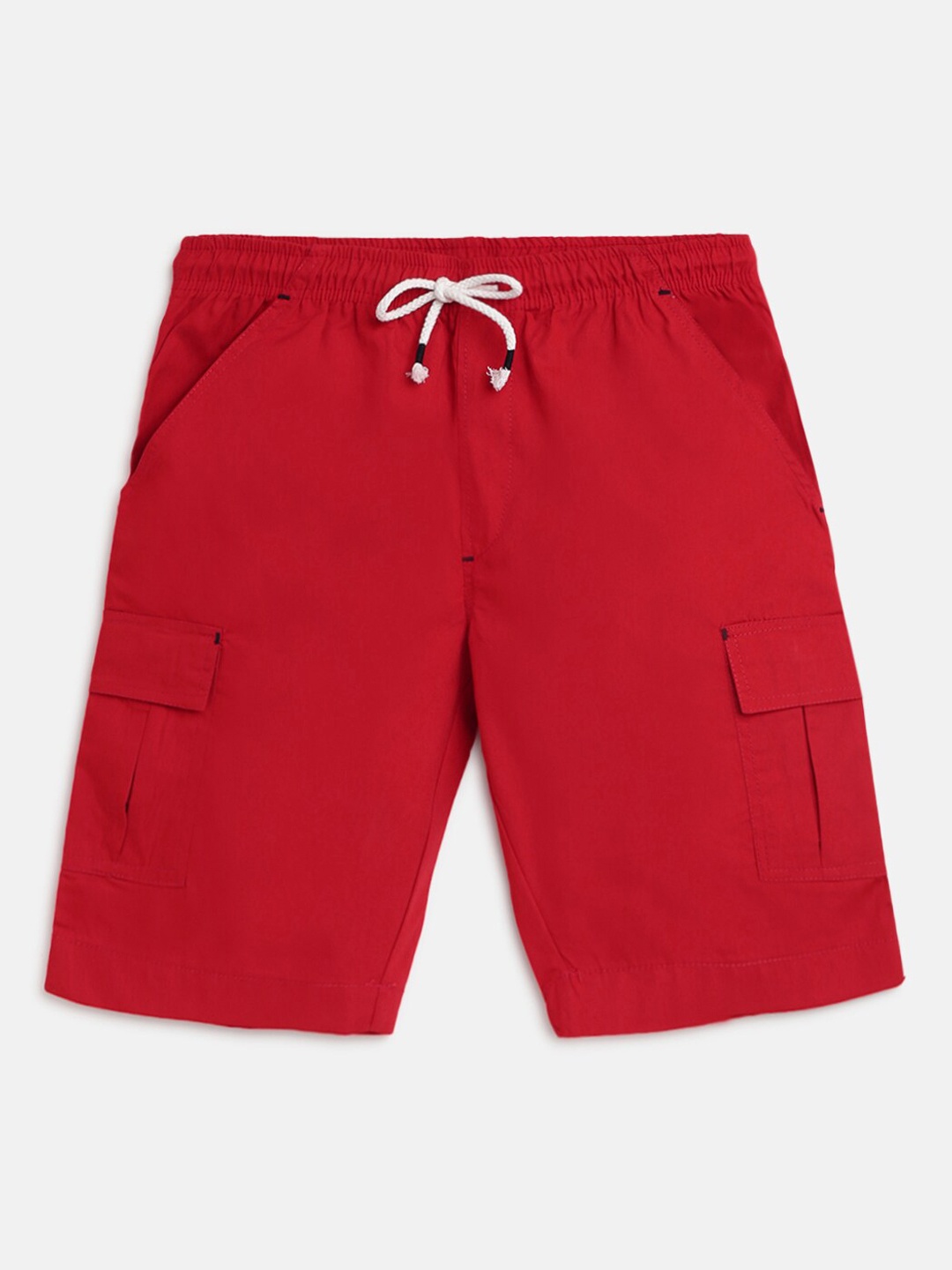 

Lil Tomatoes Boys Red Solid Regular Fit Cargo Shorts With Pen