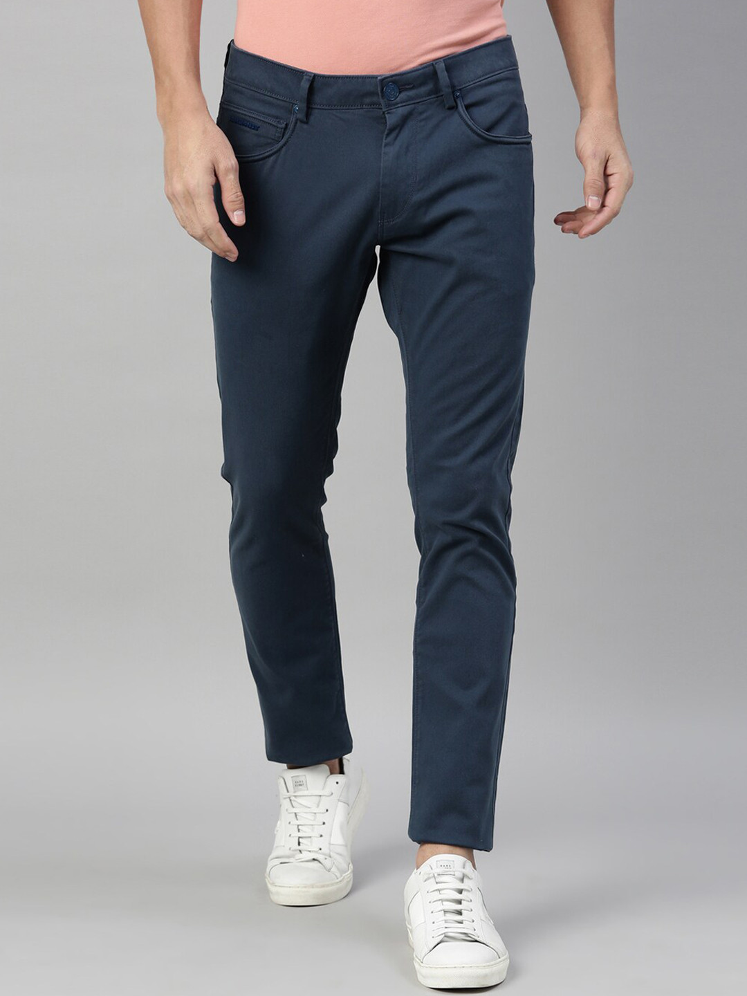 

RARE RABBIT Men Spock-4 Mid-Rise Regular Fit Trouser, Navy blue