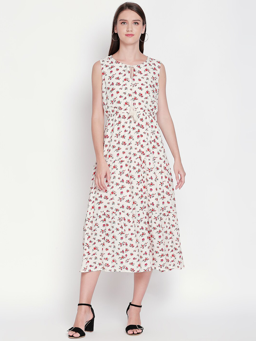 

Honey by Pantaloons Women Off-White Floral Printed Fit and Flare Dress