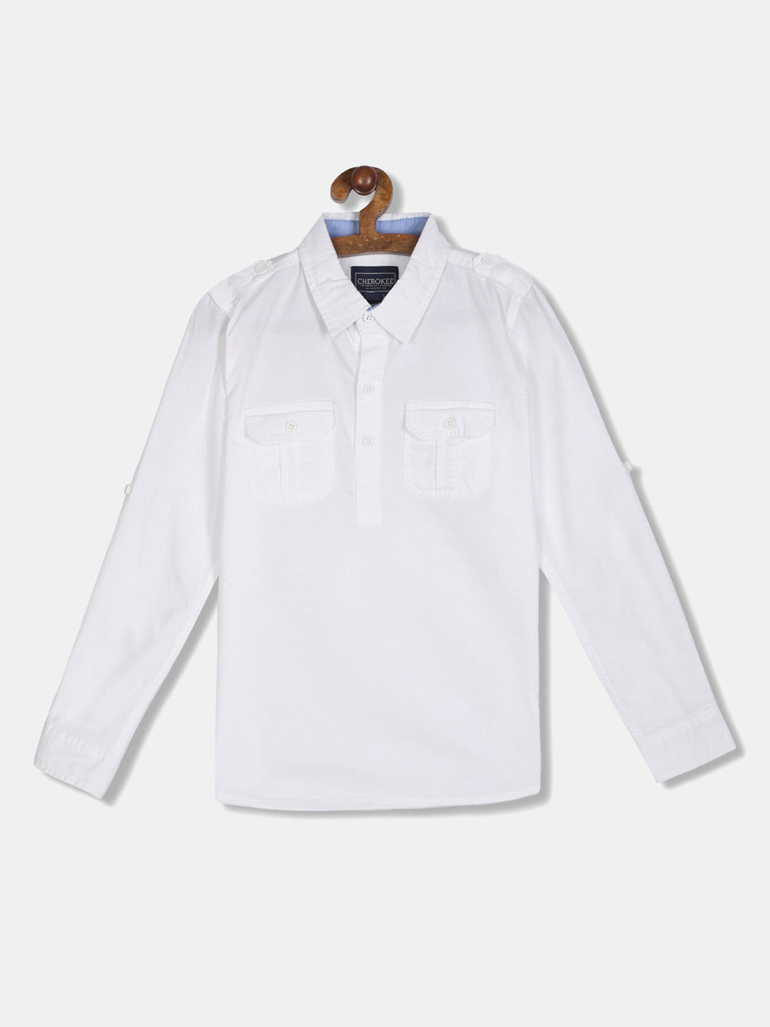 

Cherokee Boys White Regular Fit Solid Casual Shirt