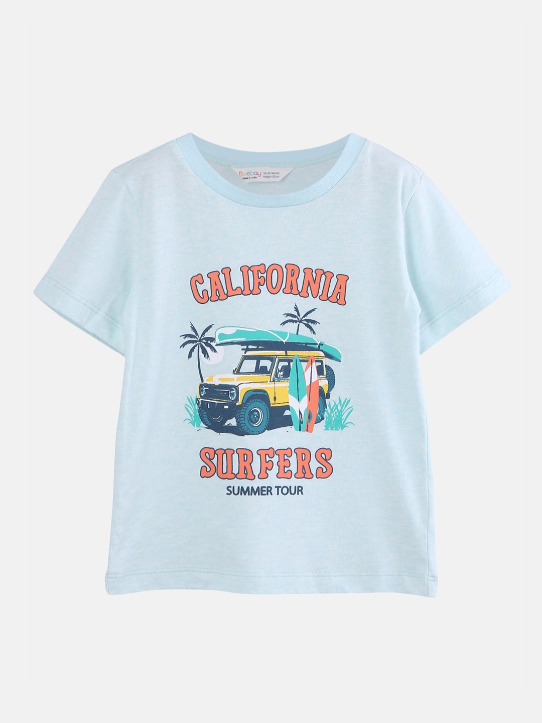 

Beebay Boys Blue California Surfers Printed Round Neck T-shirt