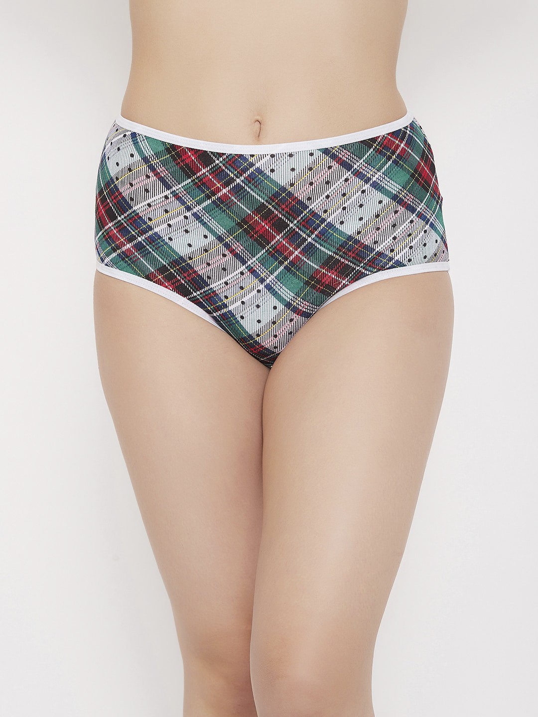 

Clovia Women Green & White Checked Hipster Briefs PN3221D19