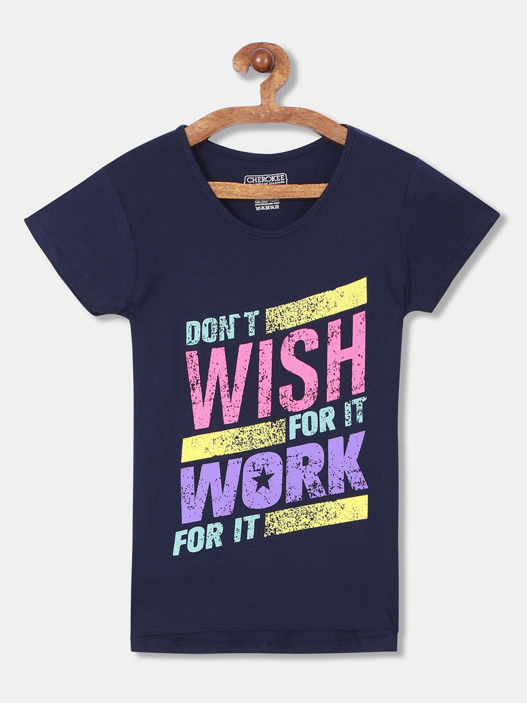 

Cherokee Girls Navy Blue Printed Round Neck T-shirt