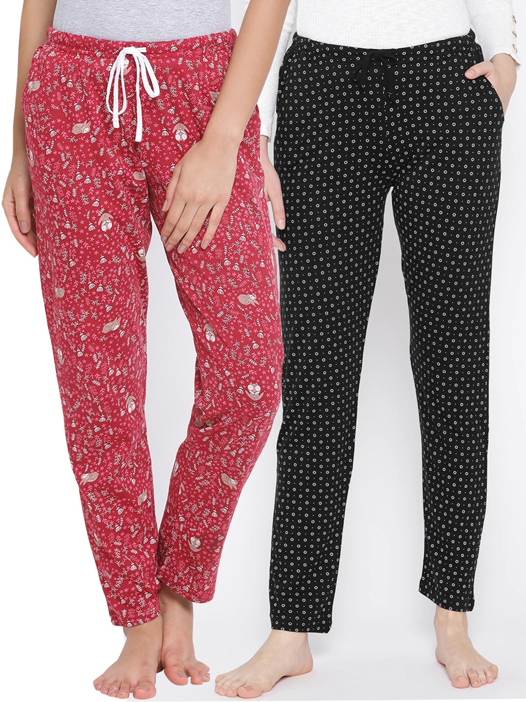 

Kanvin Women Pack of 2 Printed Lounge Pants, Black