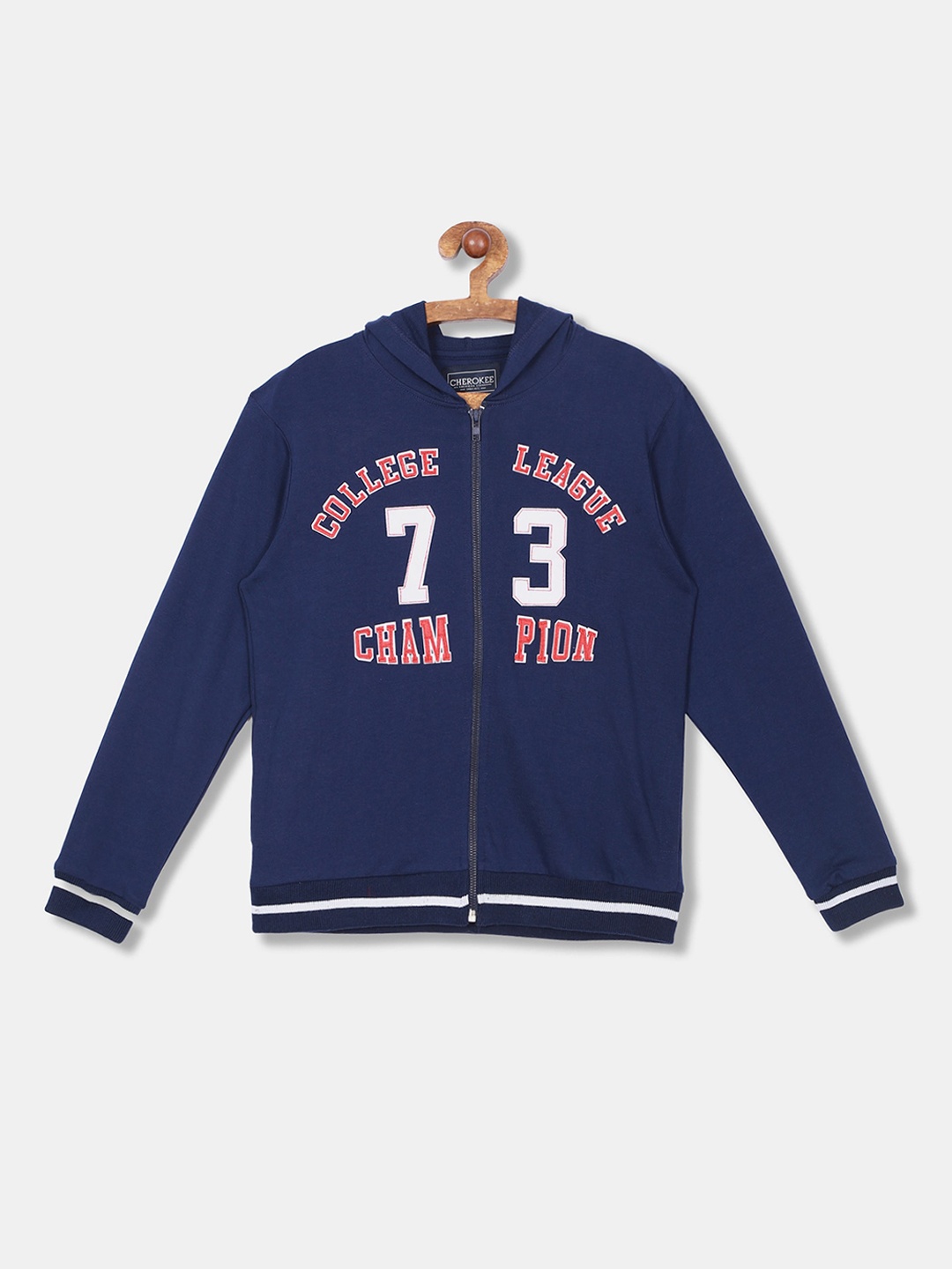 

Cherokee Boys Navy Blue Printed Hooded Sweatshirt