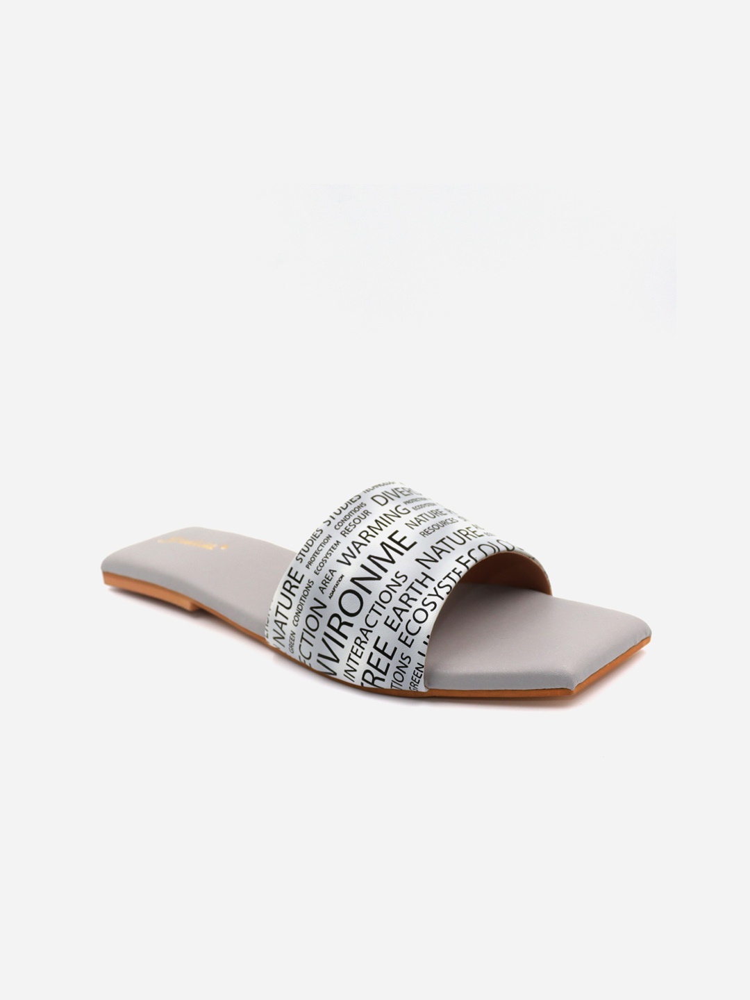

Gibelle Women Grey Woven Design Open Toe Flats