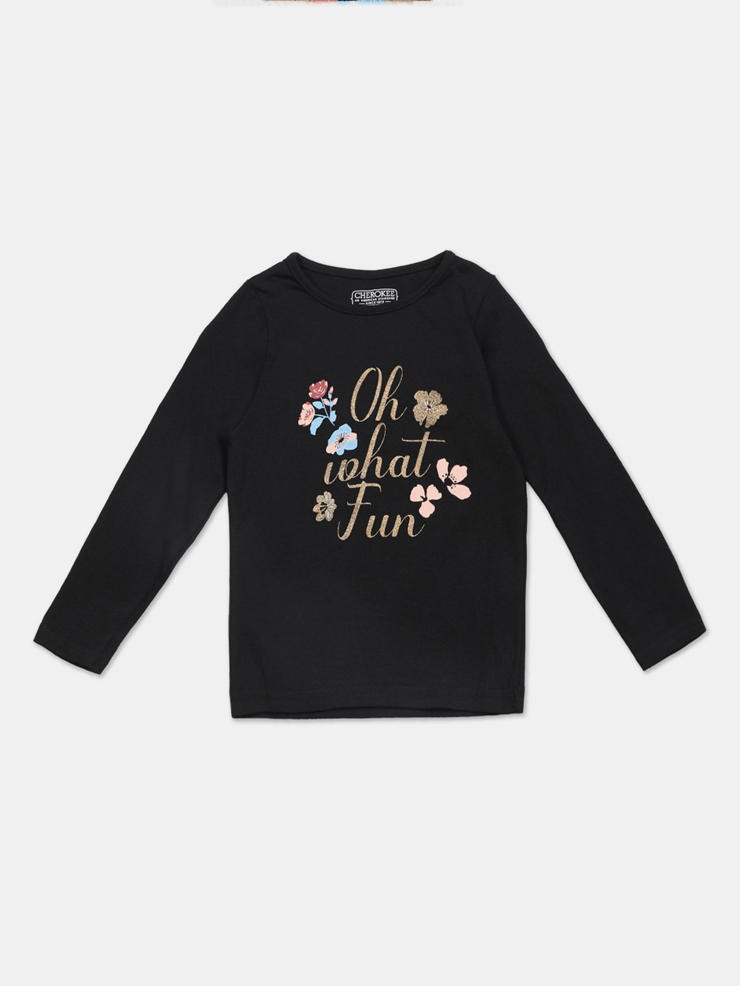 

Cherokee Girls Black Printed Round Neck T-shirt