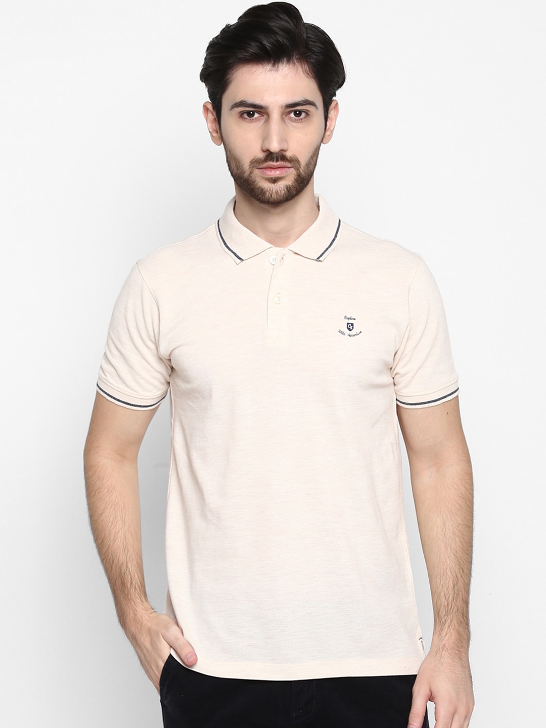

Cantabil Men Pink Solid Polo Collar T-shirt
