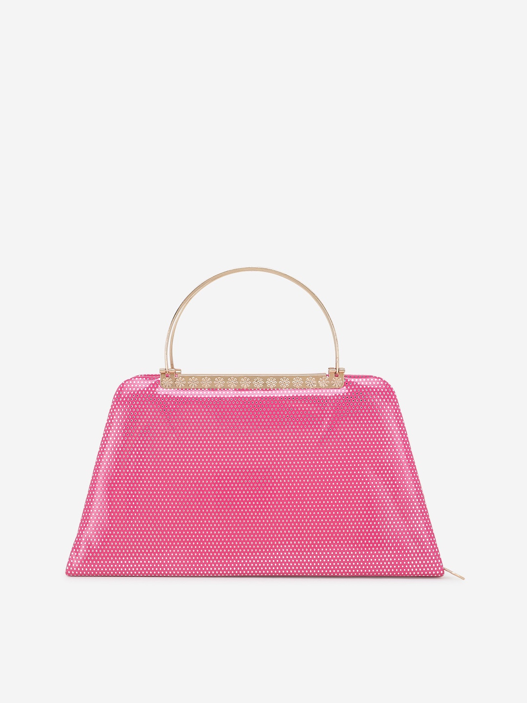

Element Cart Pink & Gold-Toned Printed Embellished Clutch