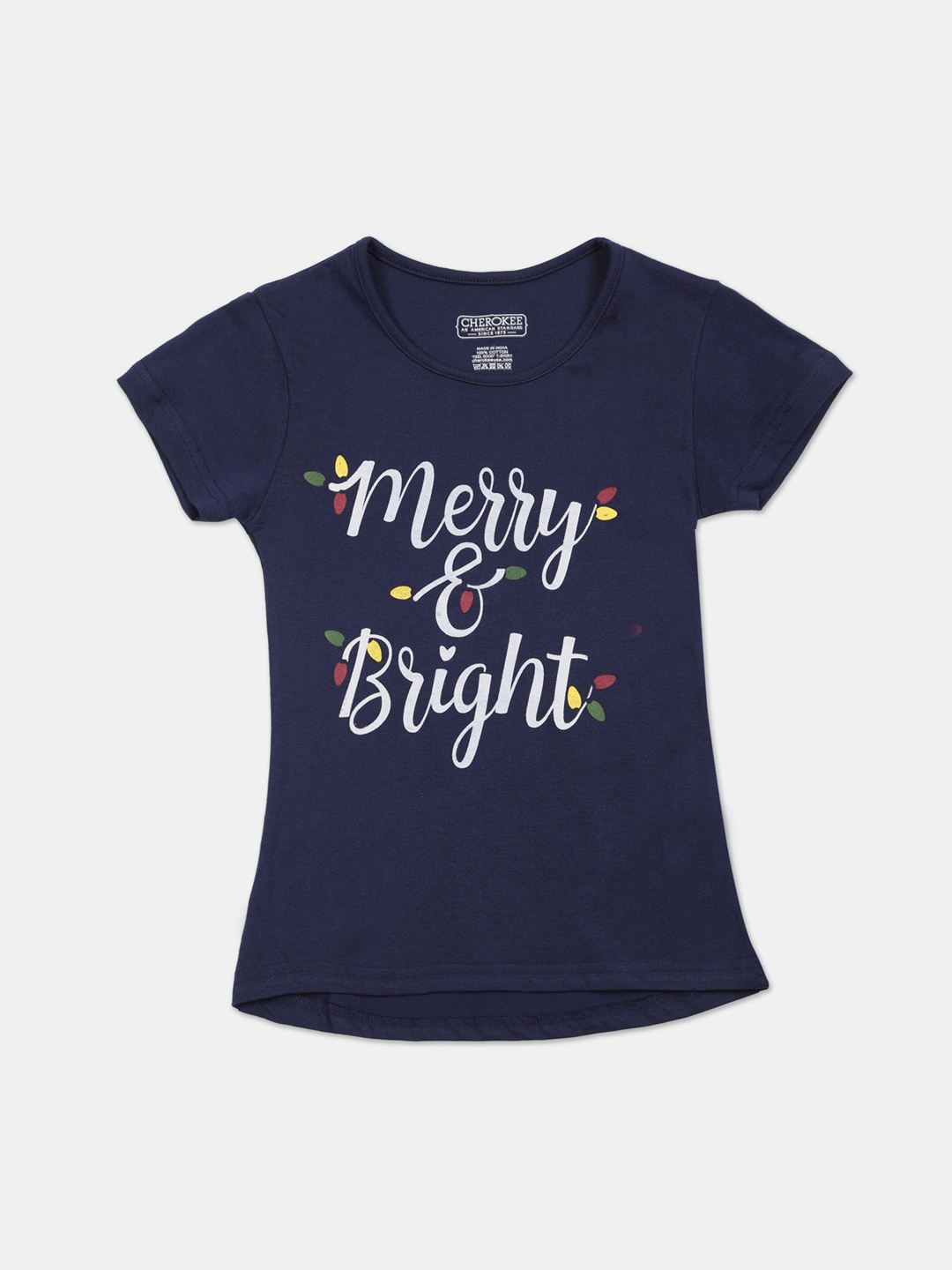 

Cherokee Girls Navy Blue Printed V-Neck T-shirt