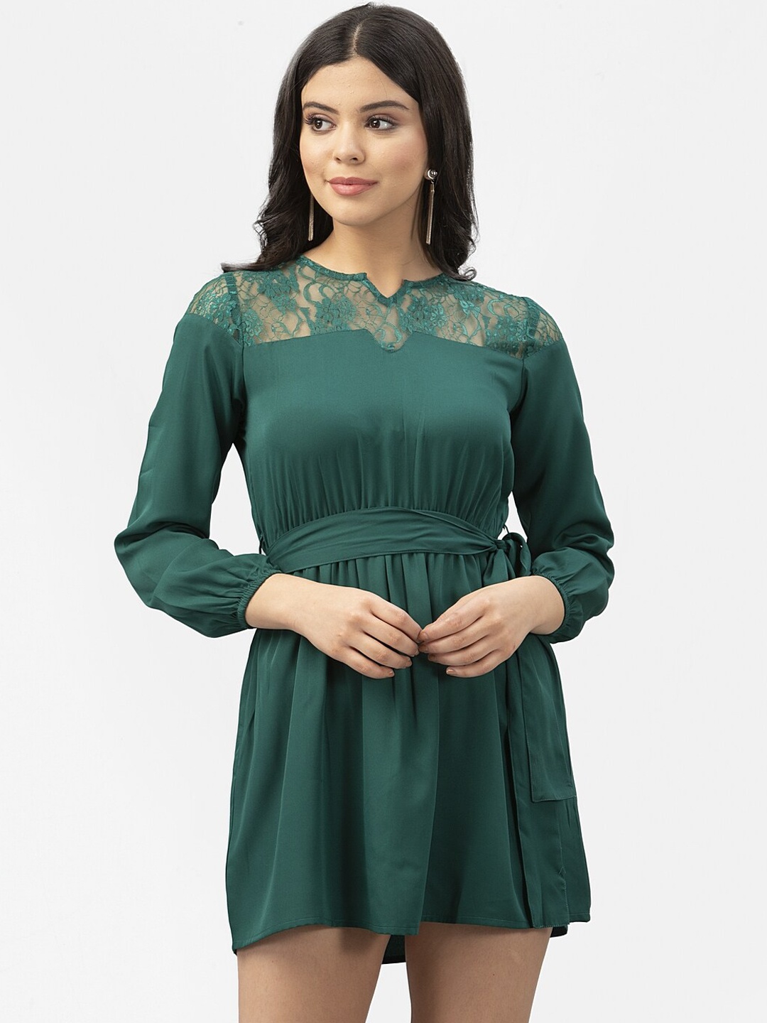 

Style Quotient Women Green Solid Fit and Flare Dress