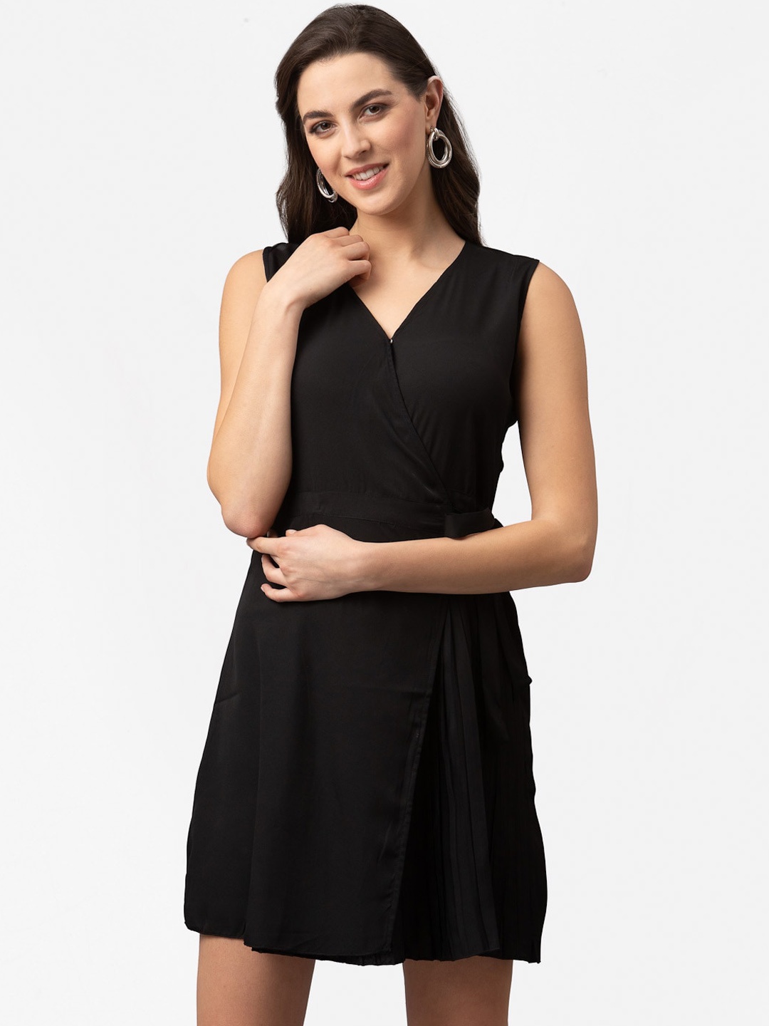 

Style Quotient Women Black Solid Wrap Dress