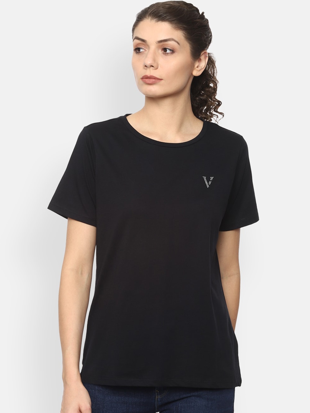

Van Heusen Woman Black Pure Cotton Regular Top