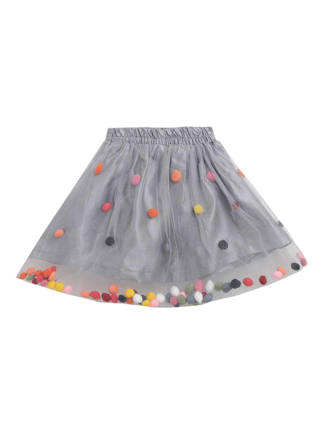 

ADIVA Infant Girls Grey & Pink Pom Pom Embellished A-Line Skirt