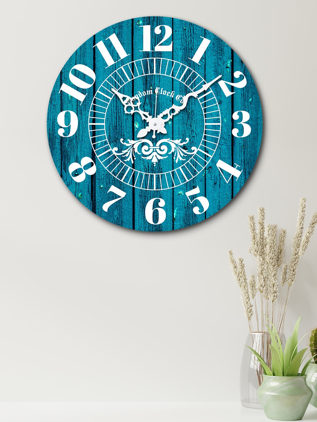 

RANDOM Teal Blue Round Printed 37 cm Analogue Wall Clock