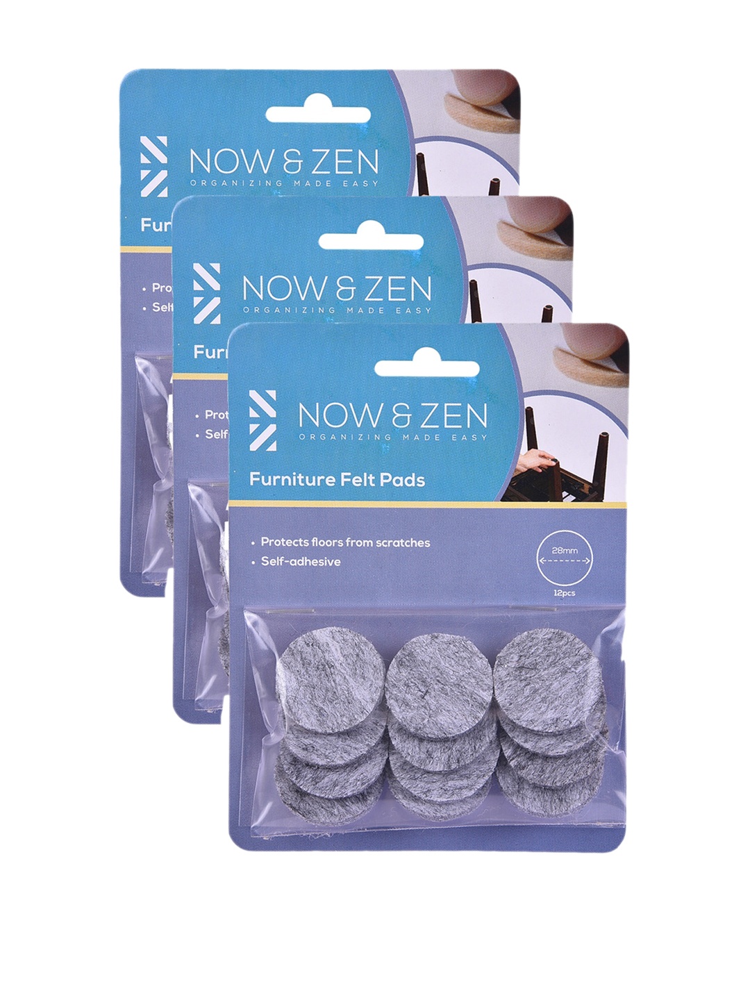 

NOW & ZEN Set Of 36 Grey Solid Circular Furniture Felt Pads