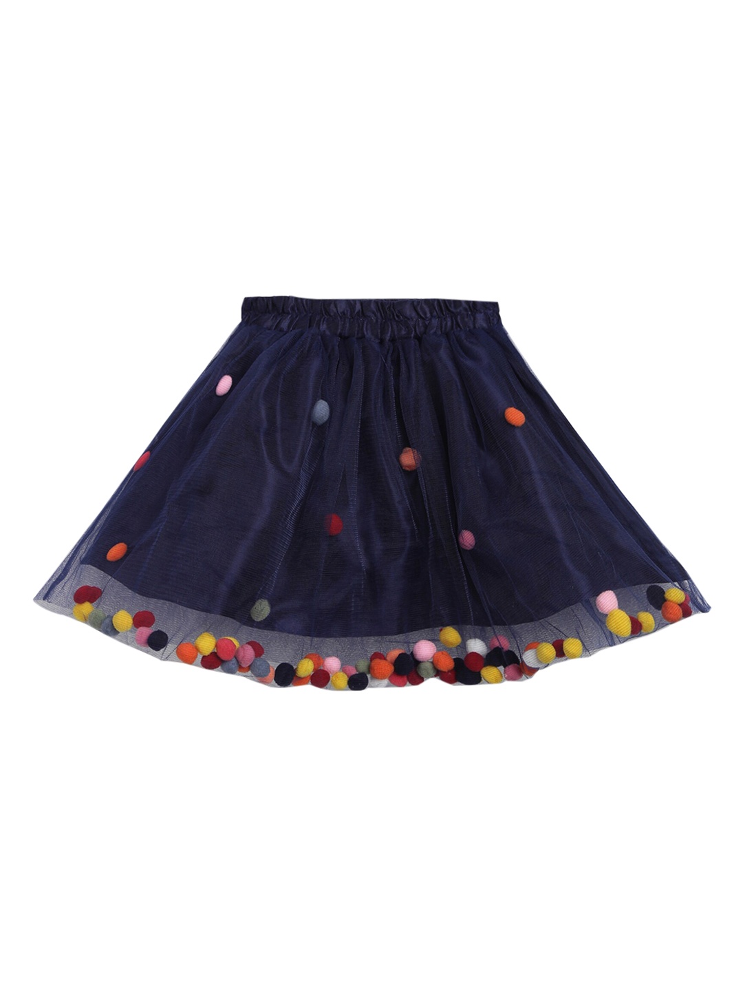 

ADIVA Infant Girls Navy Blue & Pink Pom Pom Embellished A-Line Skirt